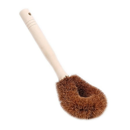 

Natural Coconut Brown Non-Stick Oil Long Handle Pot Brush Oil Cleaning Brush Dishwasher Kitchen Products Walkable Type Brush