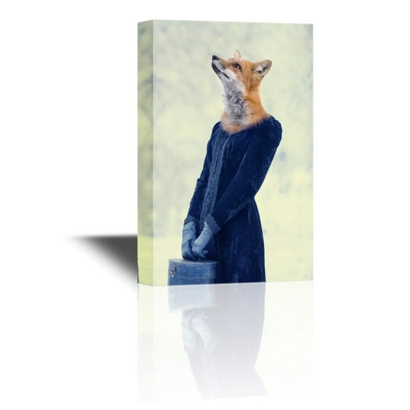 wall26 Miss Animal Series Canvas Wall Art - Miss Fox Looking at The Sky - Gallery Wrap Modern Home Art | Ready to Hang - 16x24 inches