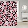 thumbnail image 2 of Manfei Vintage Leopard Print Shower Curtain 72Wx84L,Hippie Pink Stars Bathroom Shower Curtain, 2 of 5