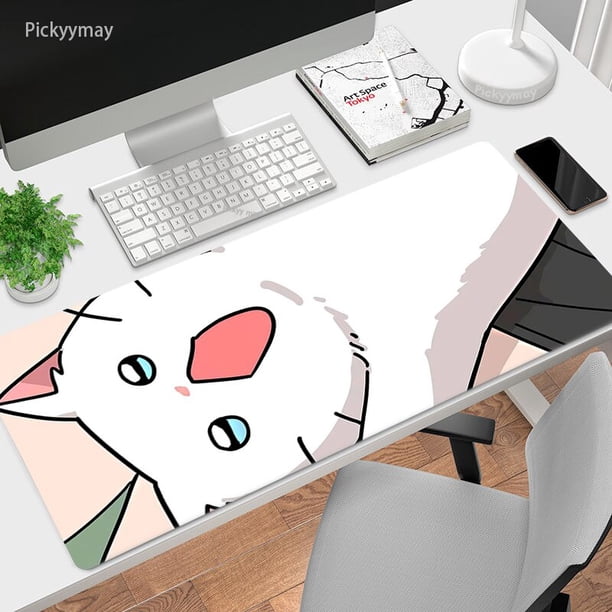Alfombrilla de ratón grande de Anime para teclado de Gaming, alfombrilla grande para ratón de ordenador, Xxl, 900x400, Gato Kawaii, Alfombra de escritorio para estudiantes, accesorios LIUWENJING unisex