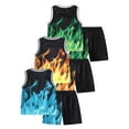 thumbnail image 4 of Fdqin Boys Shorts Set Letters Printed Basketball Jersey Lightweight Sleeveless Tank Top and Track Shorts Summer Outfits Blue Yellow Green 9-10 Years, 4 of 8