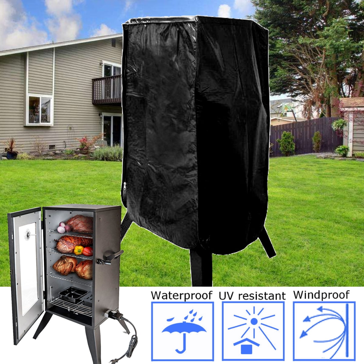 37 Inch Durable Electric Smoker Zipper Cover Protect Weather Resistant