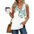 thumbnail image 2 of Sleeveless Shirts for Women Summer Casual V Neck Floral Printed Flowy Tank Tops Loose Blouses with Side Split (S, Multicolor 3), 2 of 7