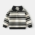 thumbnail image 2 of Likimi Toddler Boys Girls Tops Long Sleeve Striped Print Lapel Shirts With Button Comfortable Spring Autumn T Shirt Size 18-24 Months Black, 2 of 9
