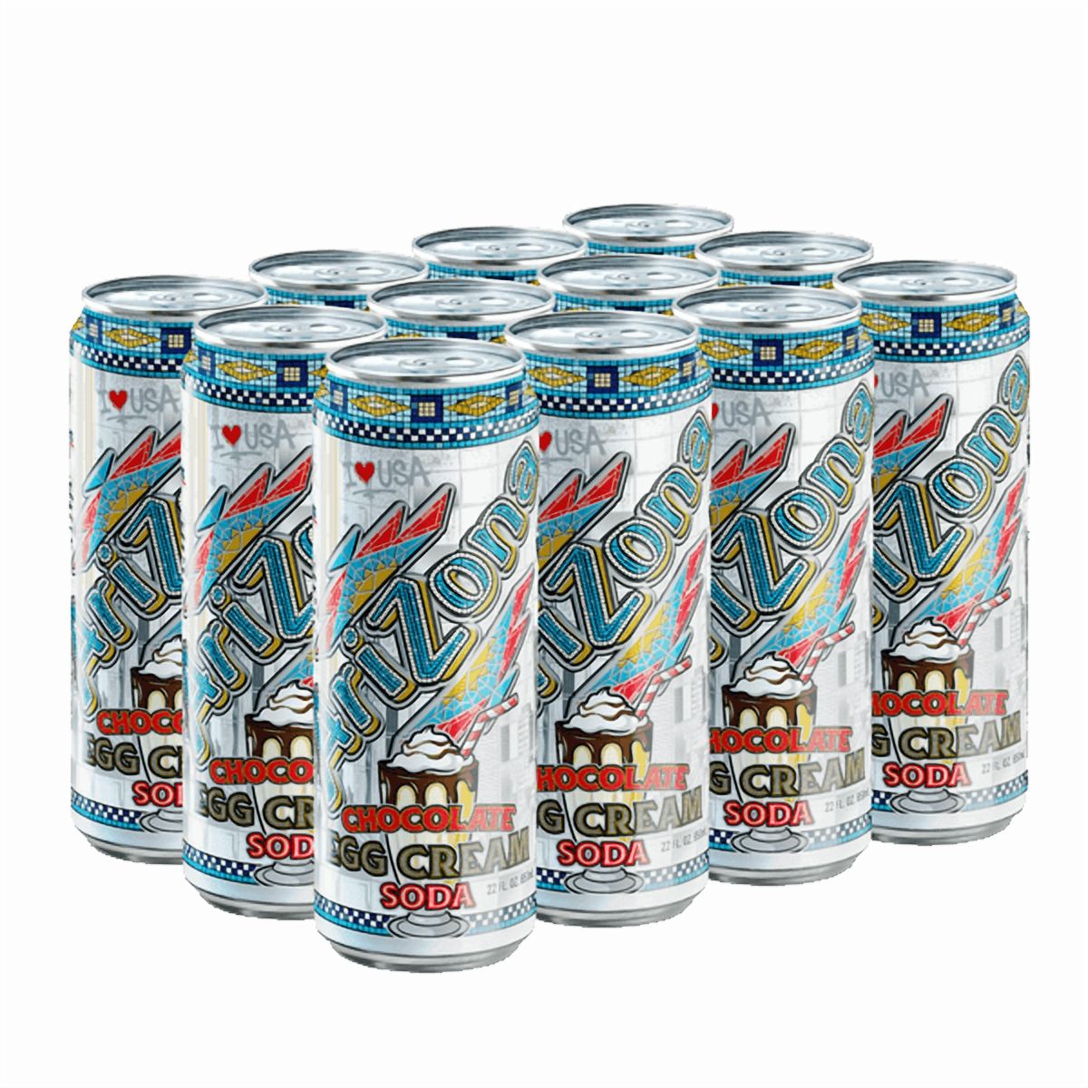 Arizona Chocolate Egg Cream Soda, Classic New York Style, 22 oz Bottles (Pack of 6)