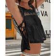 thumbnail image 6 of Women Lace Vest Tanks Y2K Sleeveless Split Side Tie Tank Top Sheer Ruffle Shirt Summer Going Out Crop Tops Black L, 6 of 7