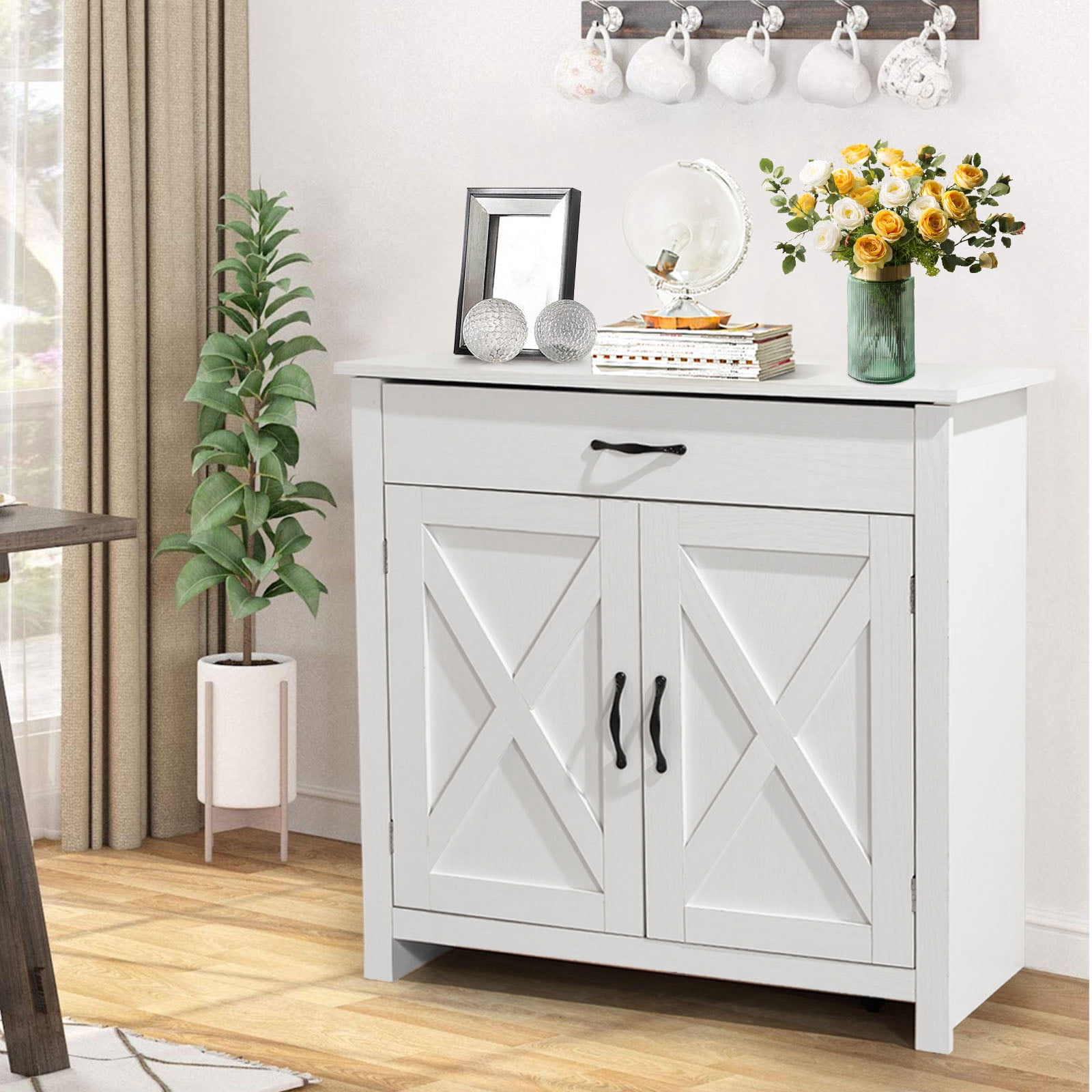 AVAWING Kitchen Sideboard Buffet Cabinet with Drawer & Shelves Entryway ...