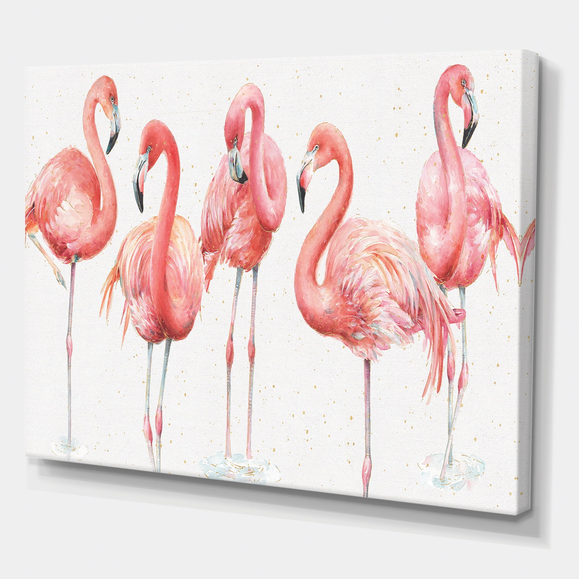 Designart 'Gracefully Pink Shabby flamingo' Farmhouse Premium Canvas ...