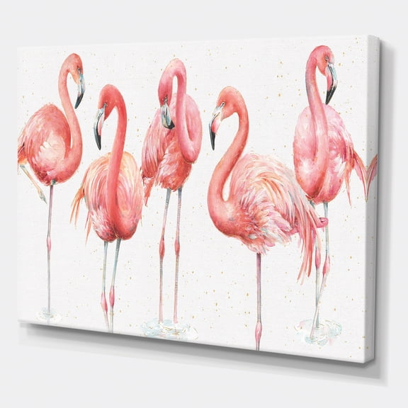 Designart 'Gracefully Pink Shabby flamingo' Farmhouse Premium Canvas Wall Art