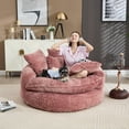 thumbnail image 5 of oversized round chair, fluffy modern sofa bed for living room, relaxation room and projection room, wide armchair chaise longue armchair with pillows, 5 of 8