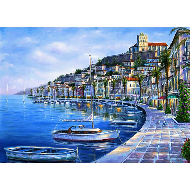 Taladro pintura de diamante (DF2838) 5D DIY completo barco punto de cruz bordado conjunto (G-2873 45x60cm FLhrweasw Nuevo