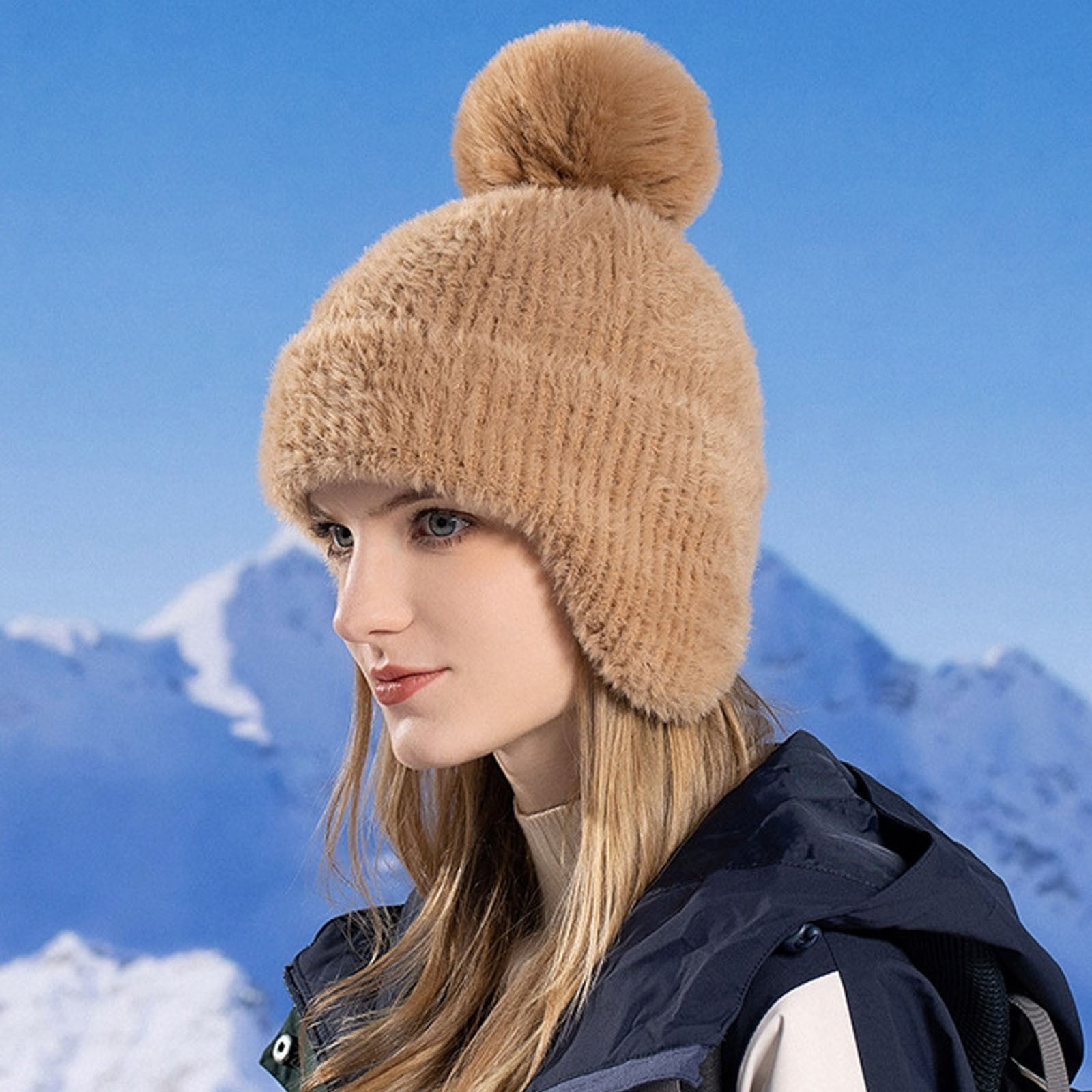 Tanhomme Hats, Winter Hats for Warm Thermal Fleece Lined, Thick Knit Fashion Cap for Guys Women's Fashionable And Versatile Dome Ear Knitted Hat To Keep Out The Cold