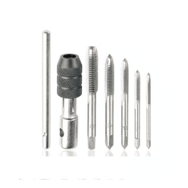 Machuelos Con Maneral Brocas Para Rosca Roscador M3 - M8 6 Pzs Plata