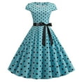 thumbnail image 3 of Femmes Casual Robe Femmes Parti Casual Points Imprimer Manches Courtes 1950S Ménagère Soirée Parti Robe de Bal Femmes Robes Femmes Vêtements L Noir, 3 of 3