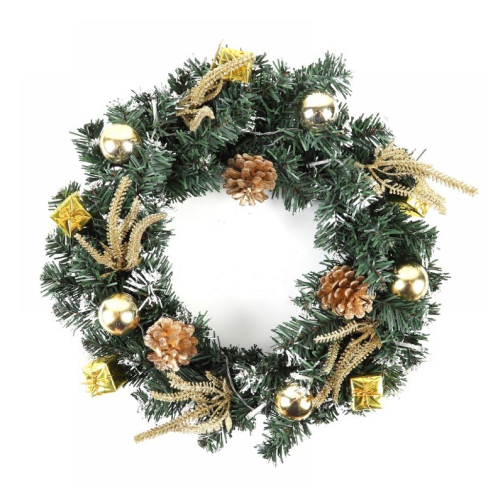 Lighting artificial Christmas Wreath holiday home decoration flocking mixed decoration and pre string white LED lights - image 4 of 8