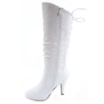 thumbnail image 2 of Page-65 Women's Back Lace Up Round Toe High Heel Platform Mid-Calf Knee High Boots ( White, 8.5), 2 of 2