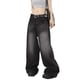 thumbnail image 5 of Pantalones vaqueros negros Retro de gran tamaño para mujer, pantalones de pierna ancha, pantalones vaqueros holgados de cintura baja, pantalones de barril, ropa de calle Chic Y2K para hombre, 5 of 5
