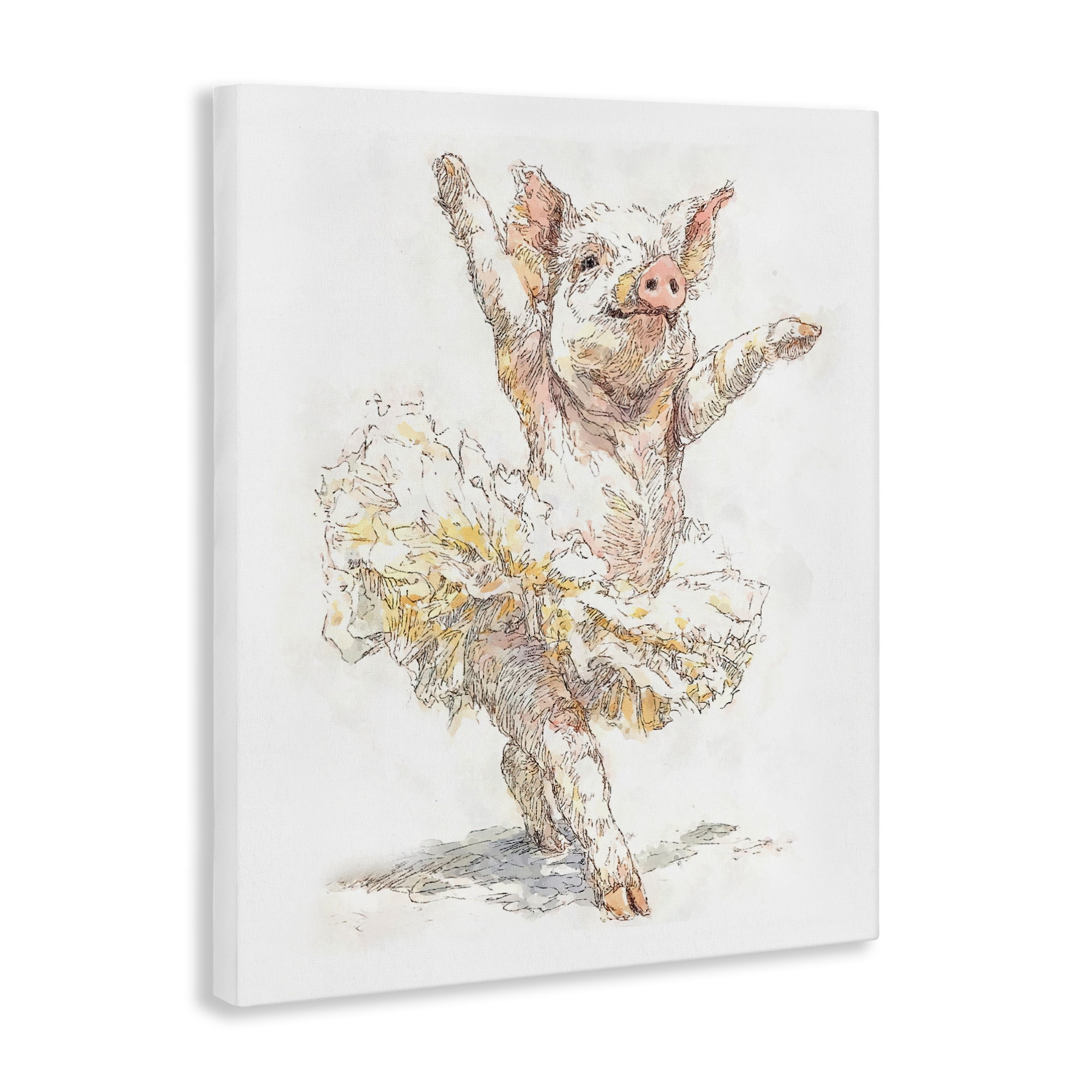 Ballet Pig Tutu Canvas Wall Art, design by Ziwei Li