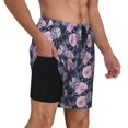 thumbnail image 3 of Goofa Flowers Printed Men's Swim Trunks Board Shorts Quick Dry Mens Swimming Trunks with Compression Liner,Breathable Fit Hawaii Beach Shorts-X-Large, 3 of 9