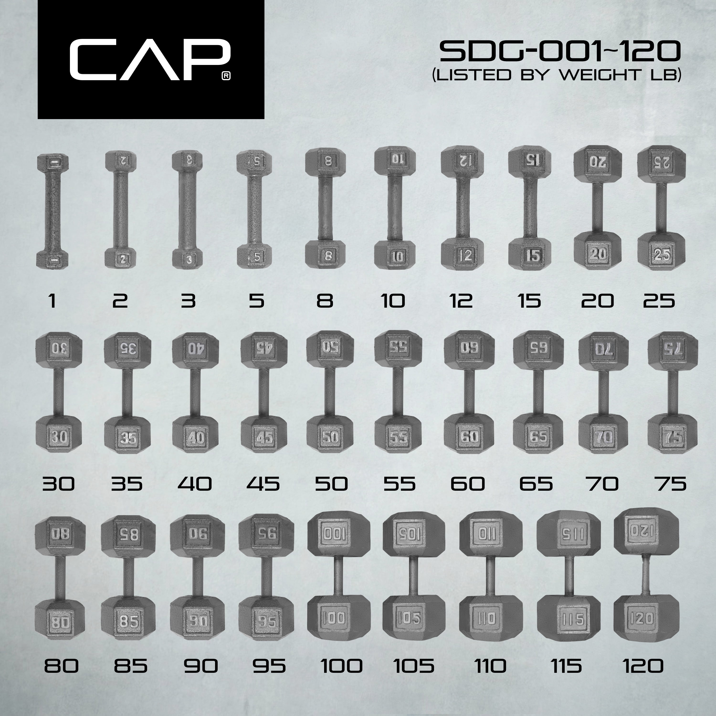 CAP Barbell 35lb Cast Iron Hex Dumbbell, Single