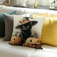 thumbnail image 3 of Autua Halloween Pillowcase Black Cat Pumpkin Pillowcase Halloween Decoration Outdoor Throw Pillow Case Decoration 12x12in, 3 of 5