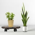 thumbnail image 5 of CIMAXIC 1Pc Removable Wheel Flower Stand Universal Moving Flower Pot Base Light Brown,9.84"X9.84"X2.36", 5 of 5