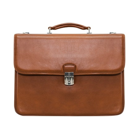 15.4" Leather Double Compartment Laptop Briefcas_Brown