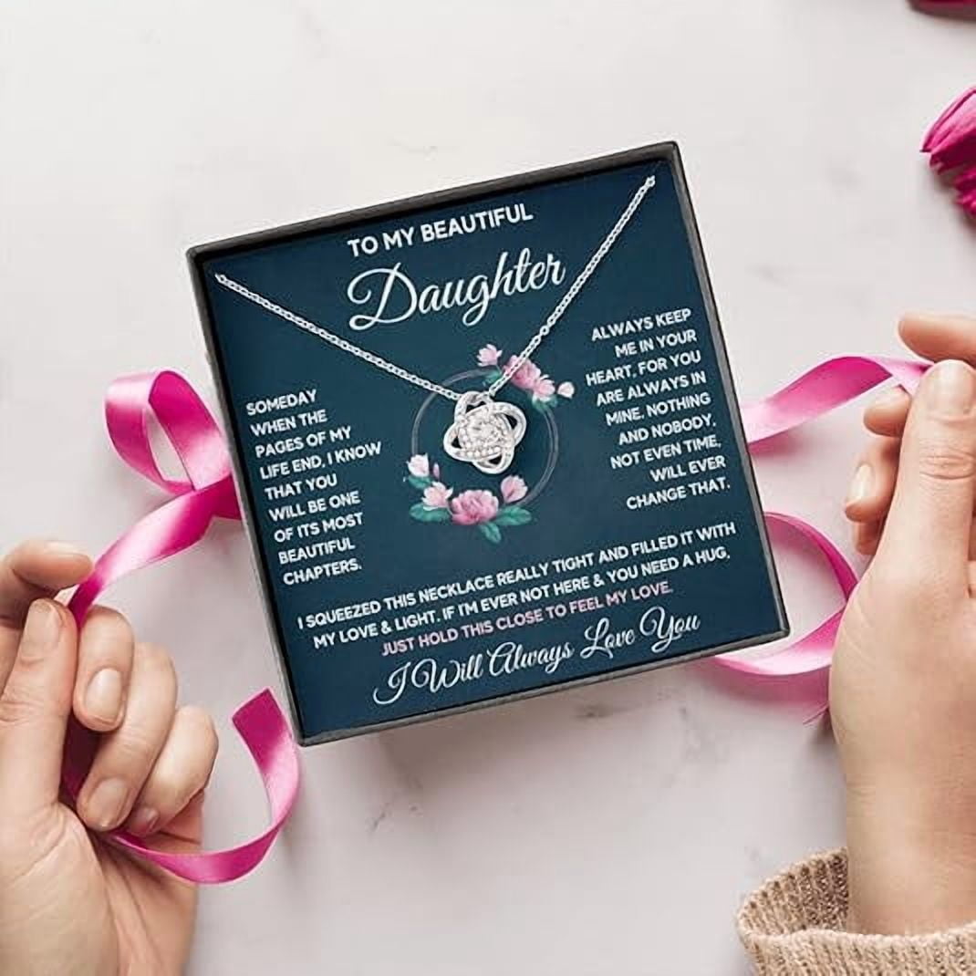 Daughter Gift From Mom Mother Daughter Necklace Birthday Graduation Christmas Jewelry Gifts For My Beautiful Daugther Adult Daughter with Message Card and Gift Box Gift for Her