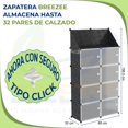 thumbnail image 3 of Zapatero Modular con Cubierta, 8 Niveles, Organizador de Zapatos o Sneakers, Incluye Manijas, Ganchos, Cierre Tipo Click, 4 Niveles de Almacenamiento, Mueble Organizador, Estante Zapatera, 3 of 9