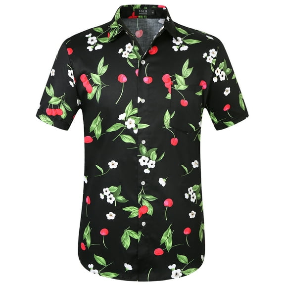 SSLR Mens Hawaiian Shirts Short Sleeve Casual Button Down Shirts