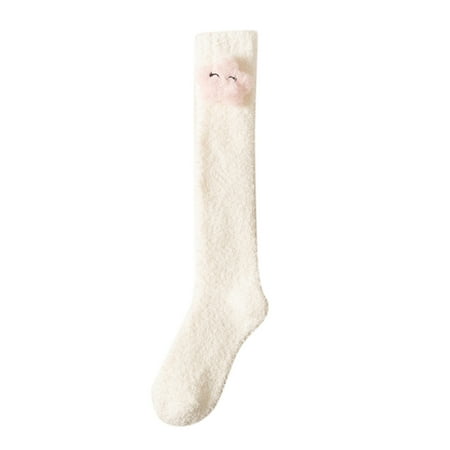 hcuribad Socks for Women  Warm Christmas Fashion Windproof Printing Mid Tube Socks Long Tube Cotton  Thigh High Stockings  Stockings for Women White One Size