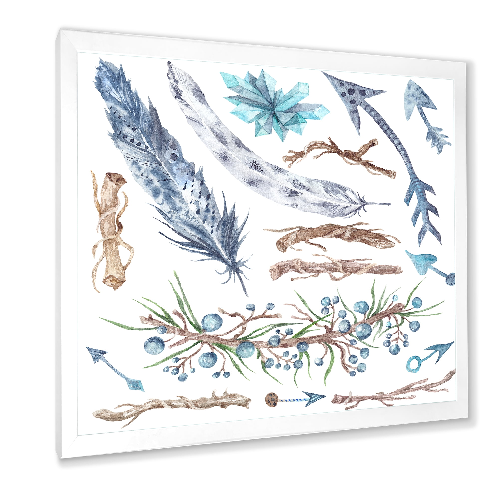 Designart 'Tribal Forest Elements' Bohemian & Eclectic Framed Art Print