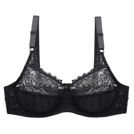 Black Womens Thin Sexy Mesh Plus Size Bralette for Ladies Lace Spandex Bralette 2025 Soft Comfy Clothes 4XL