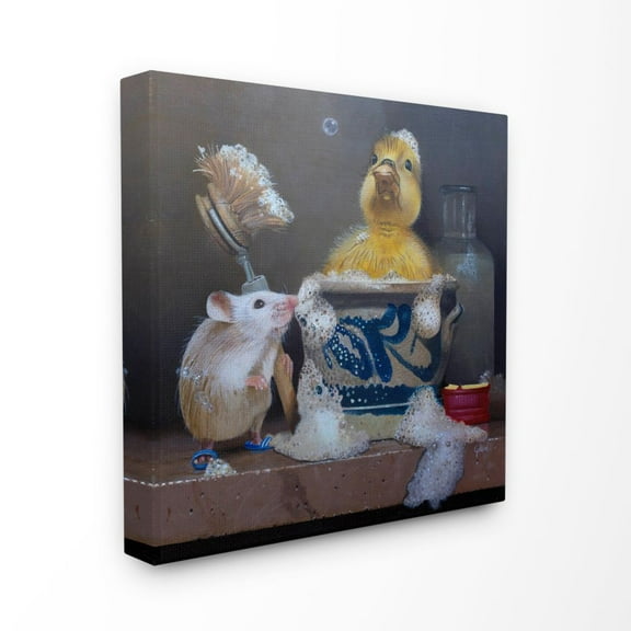 Stupell Industries Funny Baby Mouse And Chick Animal Painting Canvas Wall Art by Gabriel Gressie