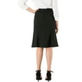 thumbnail image 3 of MODA NOVA Junior's Button Decor Elastic Waist Slit Hem A-Line Skirt Black XL, 3 of 5