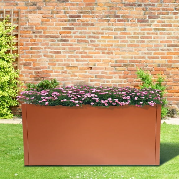 31.5*16*16inch Planter Box, Steel Outdoor Planter Rectangular W/ 2 Gloves