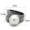 thumbnail image 2 of IP Light Black (IP Gun) Stainless Steel Ring with Synthetic Pearl in White for Women White Stone Color Style TK2800 Size 8, 2 of 5