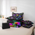 thumbnail image 5 of Feelyou Neon Jungle Mushroom Twin Bedding Sets 7-Piece, Dreamy Glitter Stars Bedding Comforter Set, Cartoon Plant Botanical Reversible Sheet Sets, Super Cozy Room Decor, 5 of 7