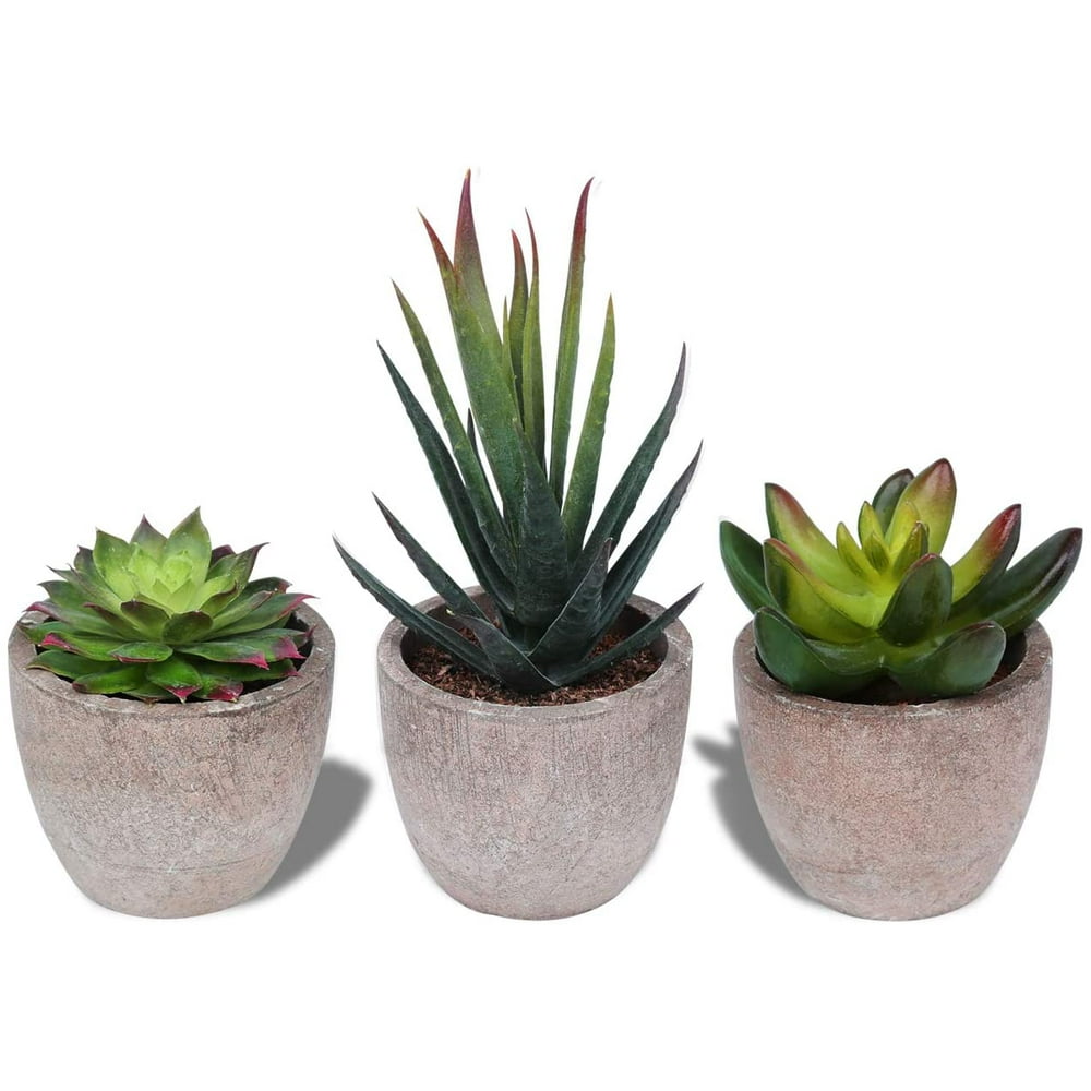 Set of 3 Small Artificial Plant Decoration Outdoor Indoor Succulents