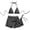 Black, variant on Women's Bikini Sets Three Piece Swimsuit Boyshorts V Neck Textured Halter Back Self Tie Bathing Suits (Brick Red, L)