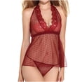 thumbnail image 2 of Conjunto de pijama sexy con perspectiva de costura de malla de encaje sólido para niña linda para mujer Fridja  nalpqowj49398, 2 of 8
