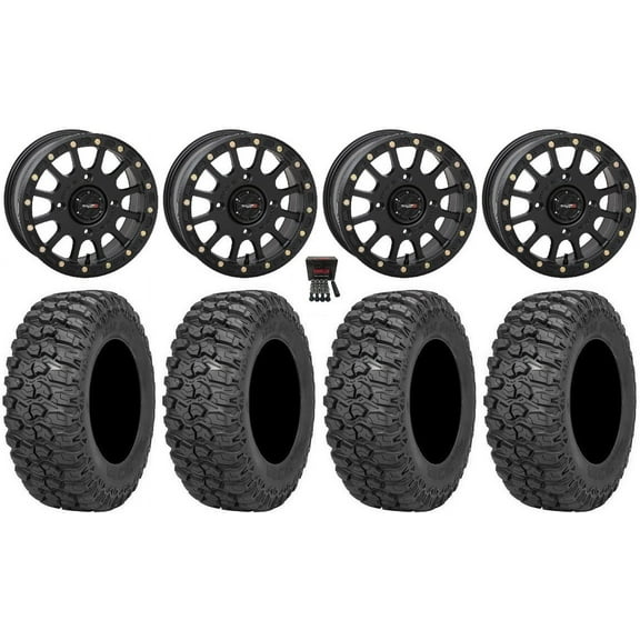 System 3 SB-5 Black 15" Wheels 30" Trail Saw 2.0 Tires Can-Am Maverick X3 / Honda Pioneer 1000 / Talon