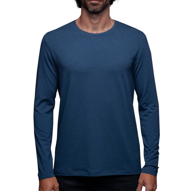 Playera Manga Larga Para Hombre De Algodón Pima y Tela Spandex Unbranded Co Long Sleeve Crew Neck Indigo L
