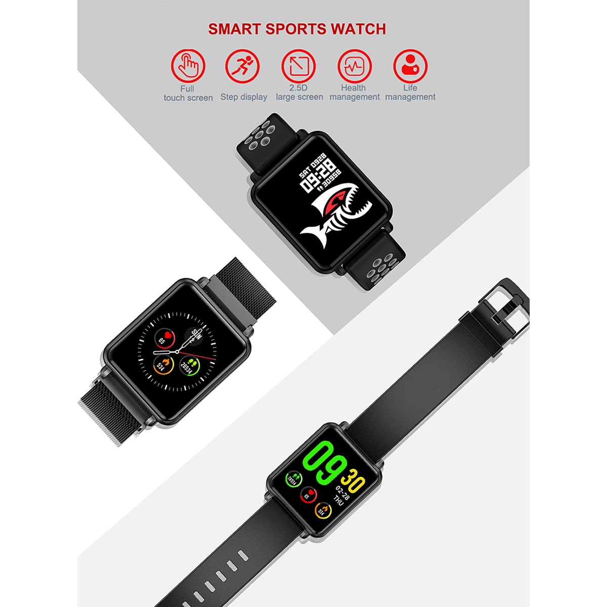 COLMI Land1 Smart Watch Full-Touch Screen Magnetic Suction Steel Strap  Heart Rate Blood Pressure Monitoring Healthcare Sports Smartwatch IP68  Waterproof Multi-sport Mode Smart Wristwatch - Walmart.com