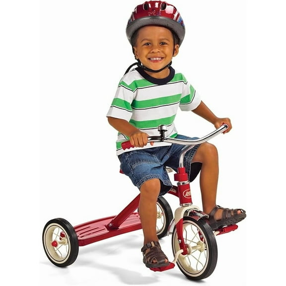Classic 10 Inch Tricycle with Rubber Tires and Steel Frame, Red