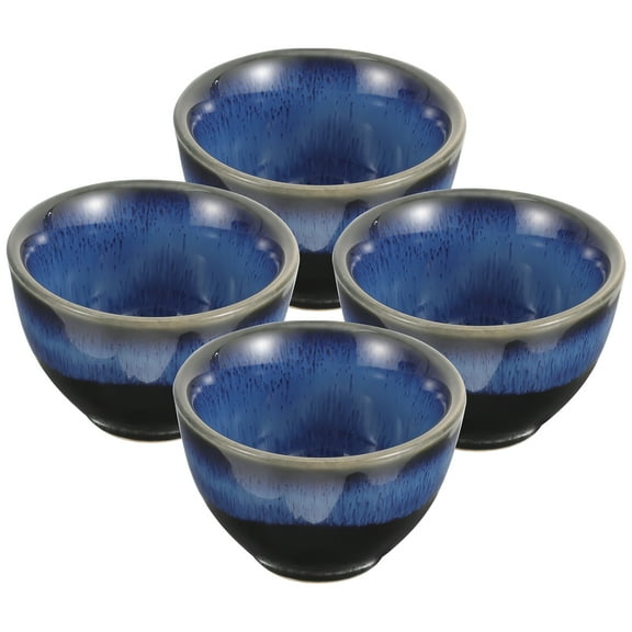 OUNONA Japanese Style Ceramics Sake Cups for Kitchen Use Blue of 4 Pieces 3.5 inches Diameter
