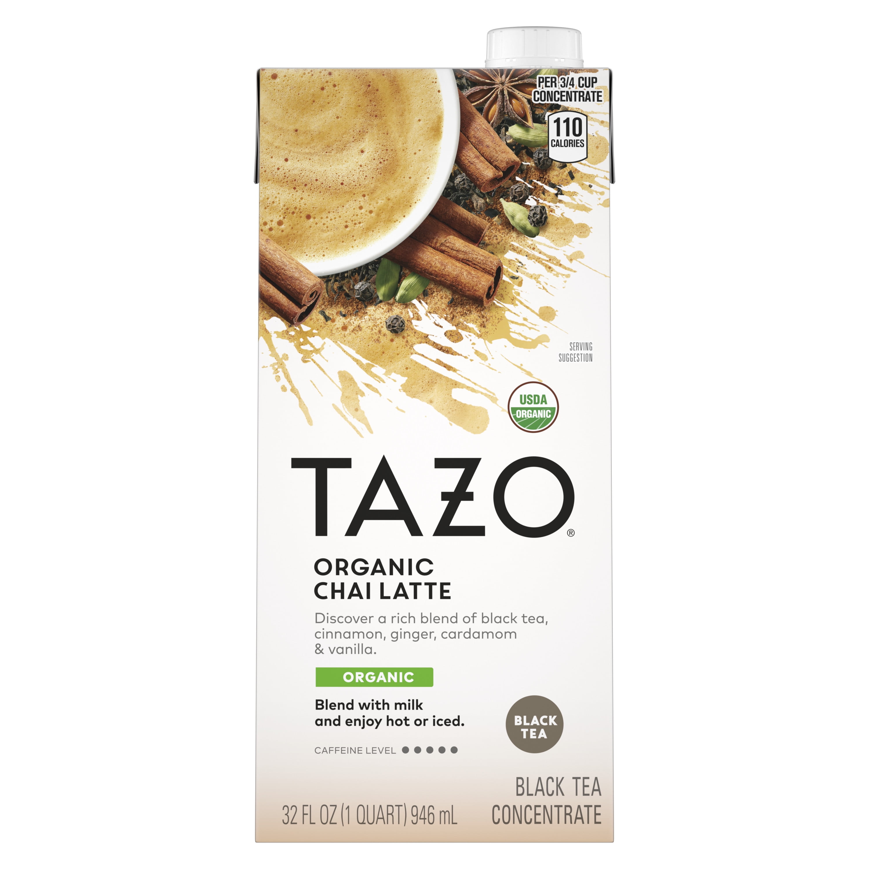 TAZO Spiced Chai Latte Iced Tea Concentrate, Black Tea, 32 oz Carton