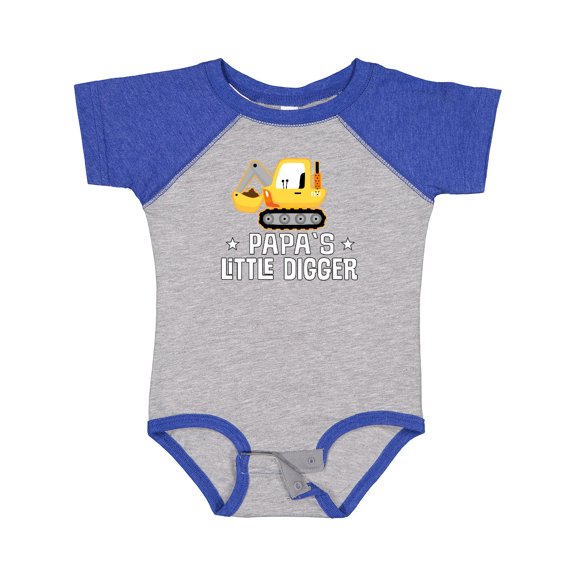Inktastic Papa Little Digger Construction Truck Boys Baby Bodysuit