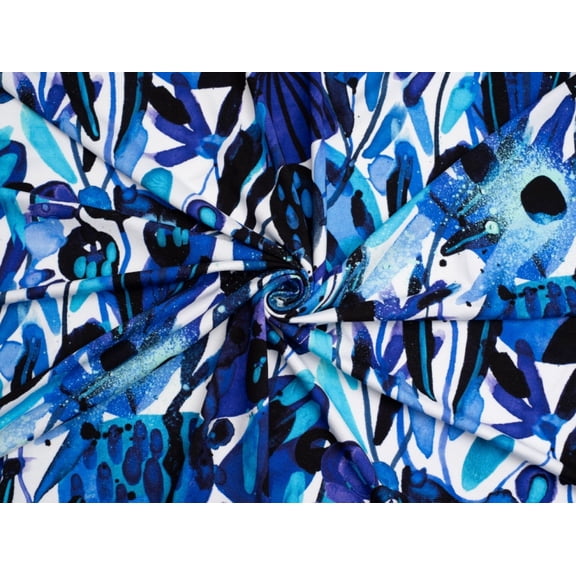 Minerva Exclusive Inky Grove Viscose Jersey Stretch Knit Fabric - per yard