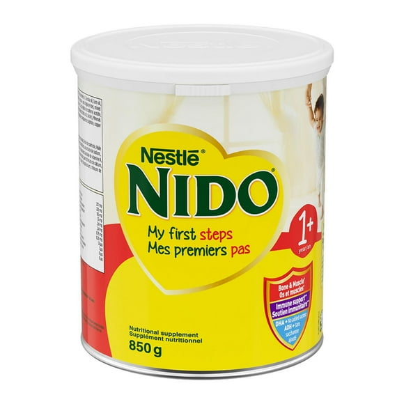 NIDO Supplément nutritionnel à base de lait pour tout-petits 1+ avec calcium, vitamines D et A, magnésium, probiotiques, ADH, pour les dents, muscles, os, le système immunitaire et le développement du 850 g